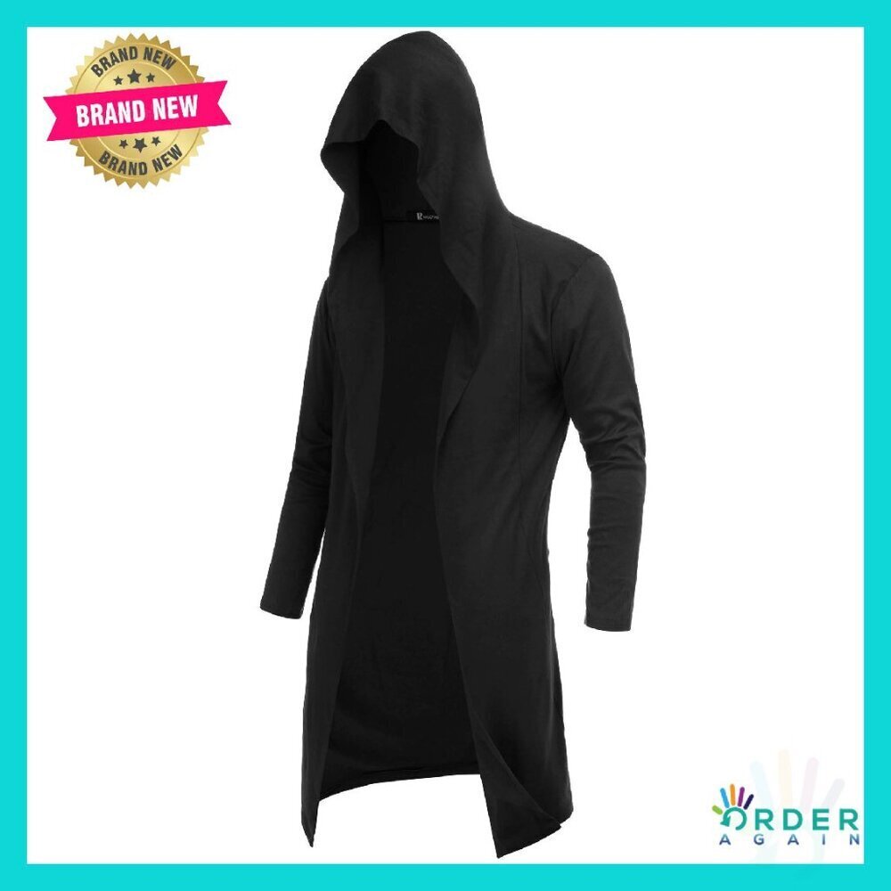 Long Cardigan Open Front Draped Lightweight Hooded Sweater with Pockets